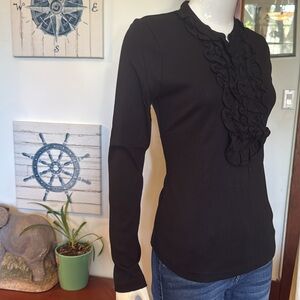 NWT chaps size small Elegant Black Ruffle sweater